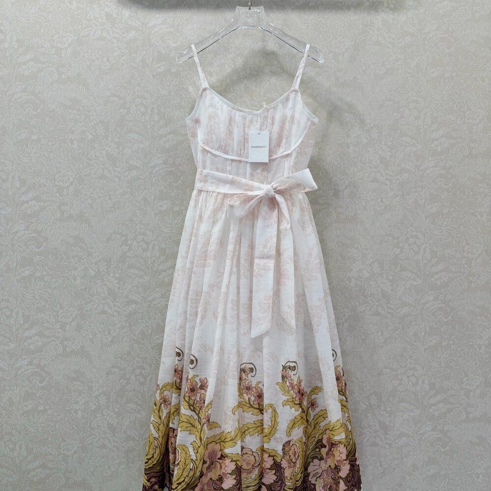 Zimmermann Vintage Print Tie-Waist Slip Dress